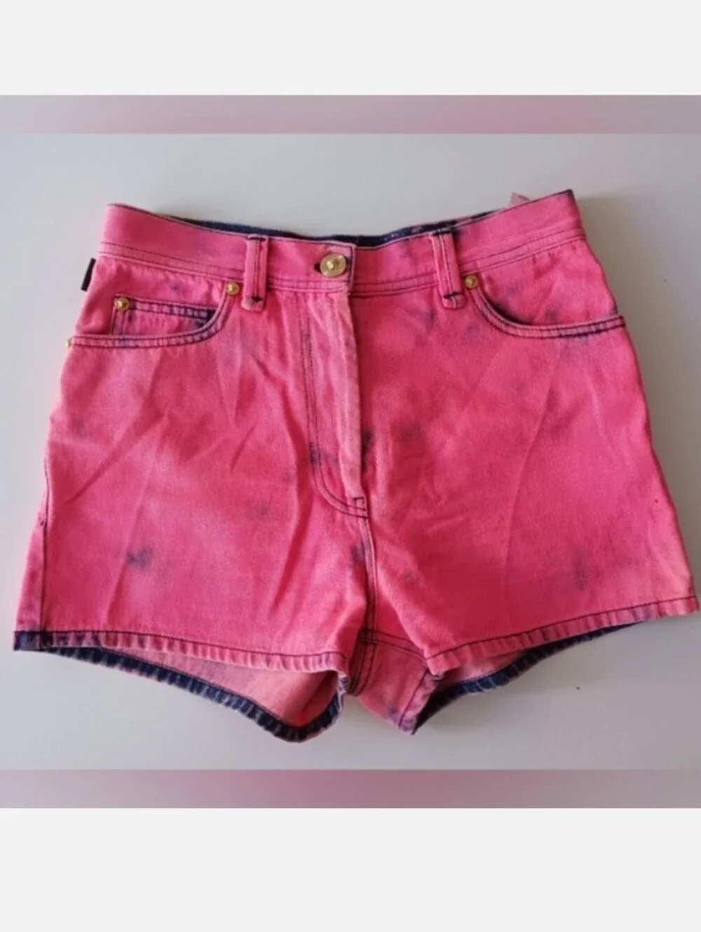 Versace Pink Denim Shorts Size 27